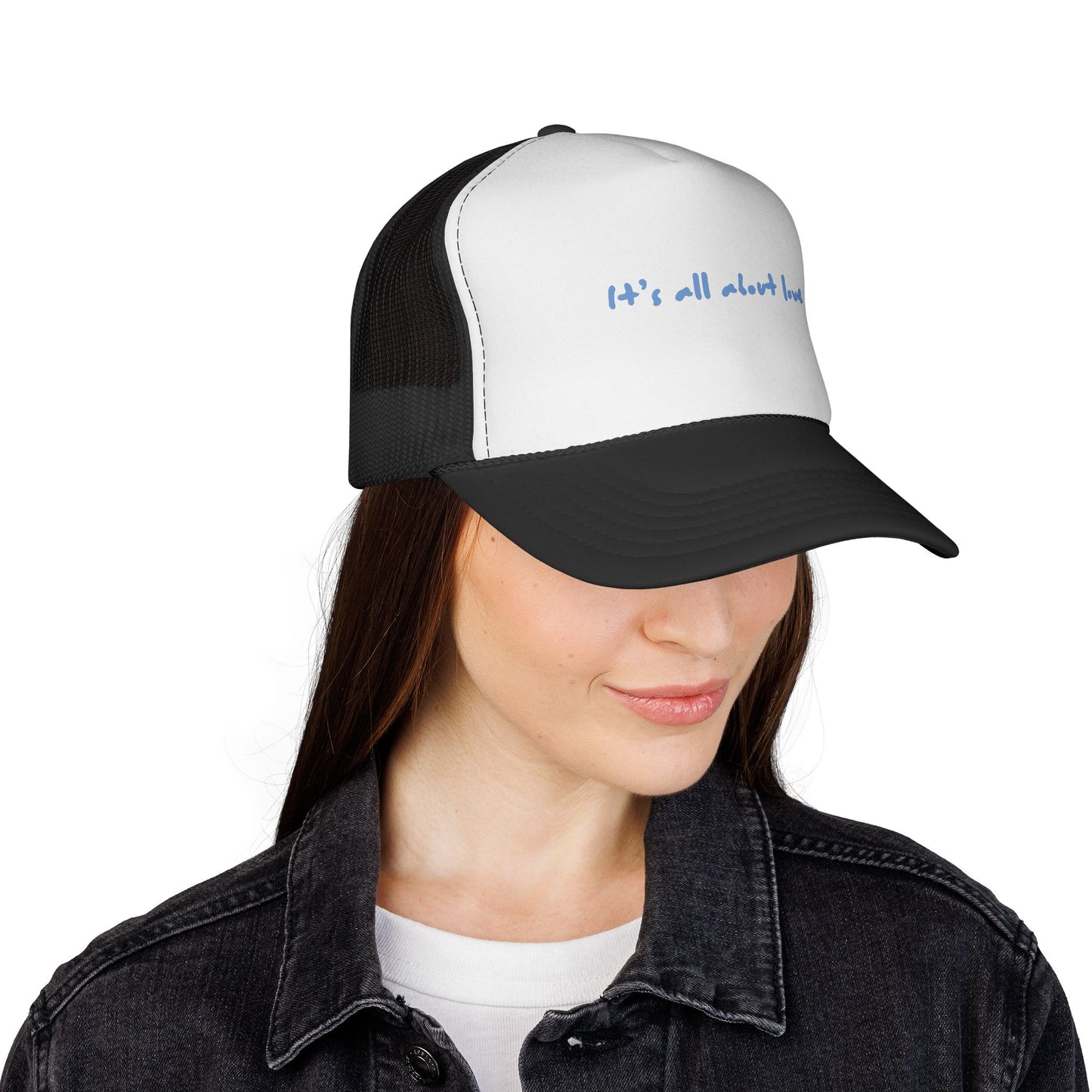 It's All About Love Trucker Cap | Script Text, Mesh Back Hat